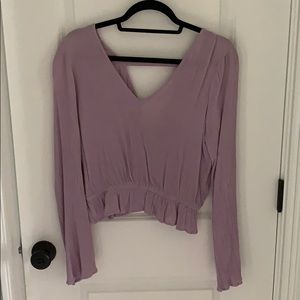 Express Crepe Open Back Long Sleeve Top